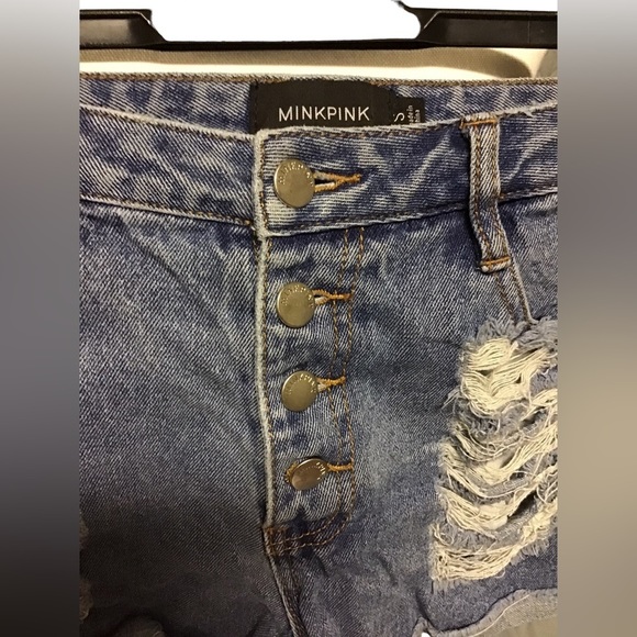 MINKPINK distressed 100% cotton denim shortie Size Small. - Picture 9 of 12